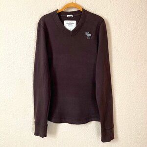 Abercrombie & Fitch Size L Men Brown Muscle Fit 100% Cotton Preppy Sweater